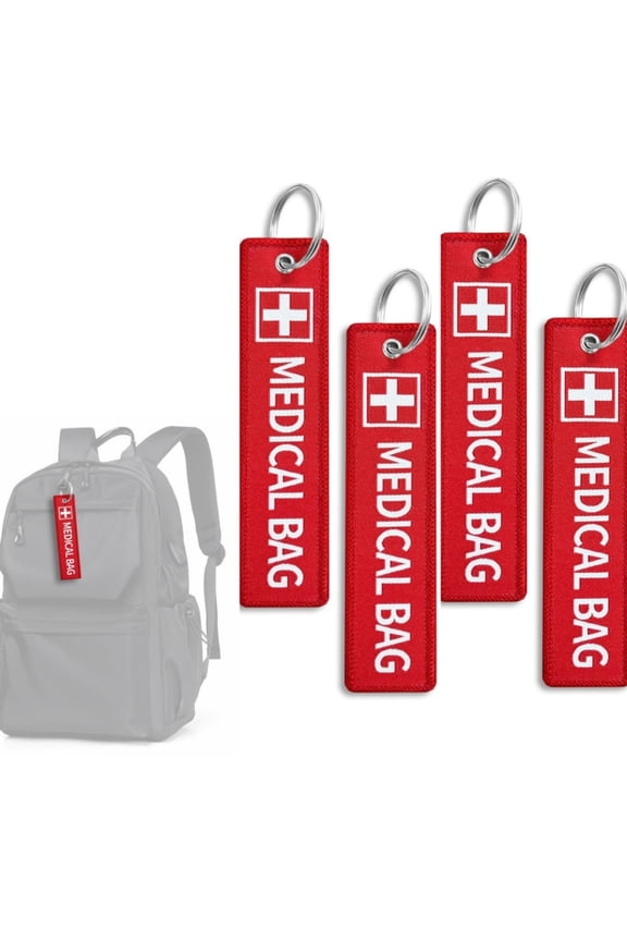 4 Pack Medical Alert Bag Tags, 5.1x1.2 inch Emergency Medical Equipment Luggage Tags for CPAP Respiratory Equipment Everyday Home and Travel Medical Device Luggage Tag