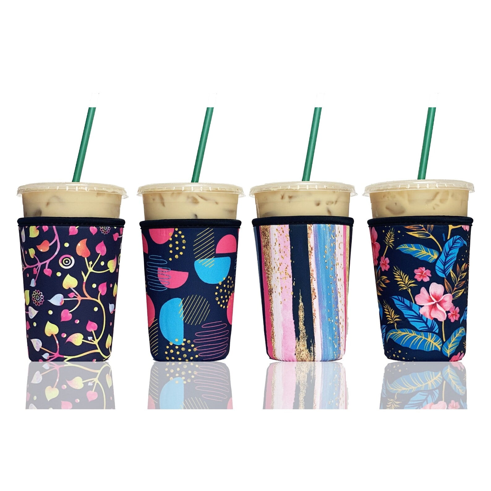 4-Pack Medium (22-24oz) Reusable Neoprene Insulator Sleeve for Iced ...