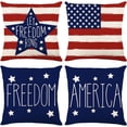 thumbnail image 1 of 4 Pack Memorial Day Pillow Covers 18 x 18 Inch Independence Day American Flag Throw Pillow Case 4th of July Patriotic Star Stripes America Freedom Decor Cushion Case for Home Couch Sofa Bed, 1 of 6