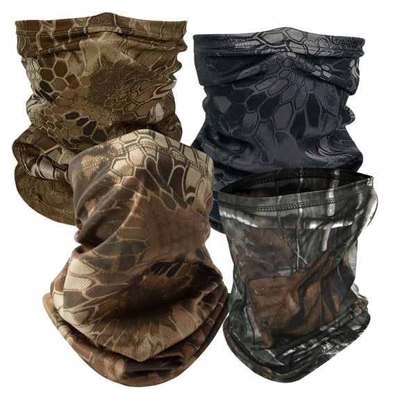 4 Pack Men Camo Neck Gaiter Breathable Bandana Mask for Outdoor Protection