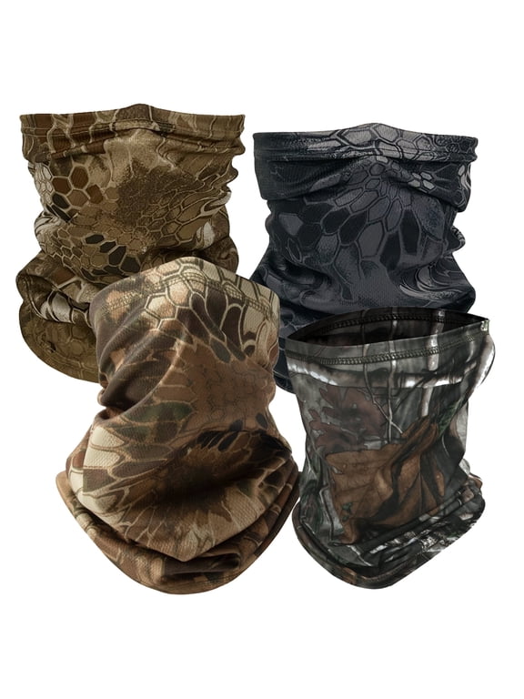 4 Pack Men Camo Neck Gaiter Breathable Bandana Mask for Outdoor Protection