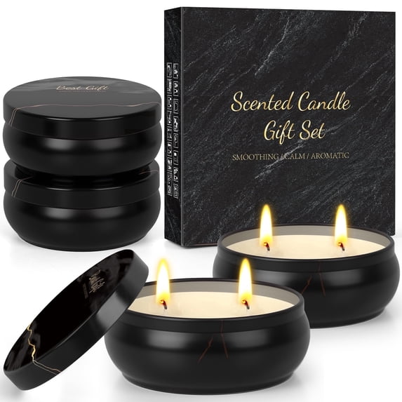 Candle Set for Men,4 Pack Scented Candles Manly Gift Set for Dad, Boyfriend, Husband,Soy Wax 24oz,200 Hour