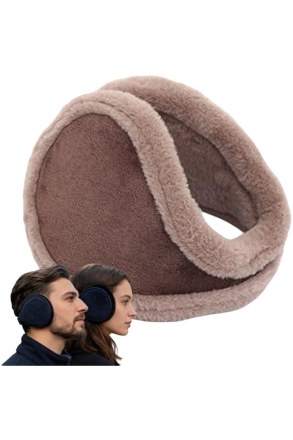 4-Pack Men Ear Muffs for Winter, Fleece Behind Head Ear Warmers, Foldable Adjustable for Outdoor Activities (Brown, Fleece-lined)