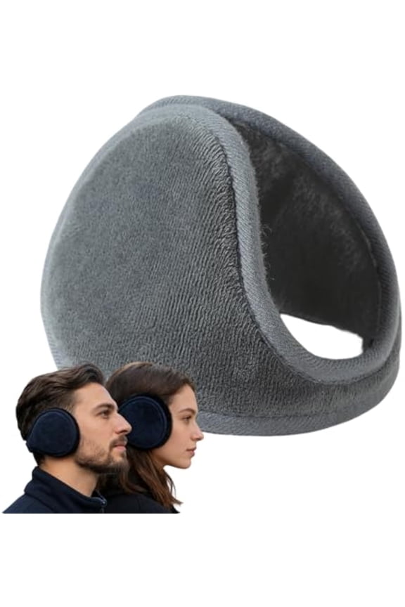 4-Pack Men Ear Muffs for Winter, Fleece Behind Head Ear Warmers, Foldable Adjustable for Outdoor Activities (Gray, Not Fleece-lined)