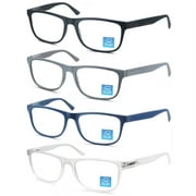 MODFANS Men's Rectangular Blue Light Reducing Flexible Frame Computer Glasses for Reading, 4 Pair