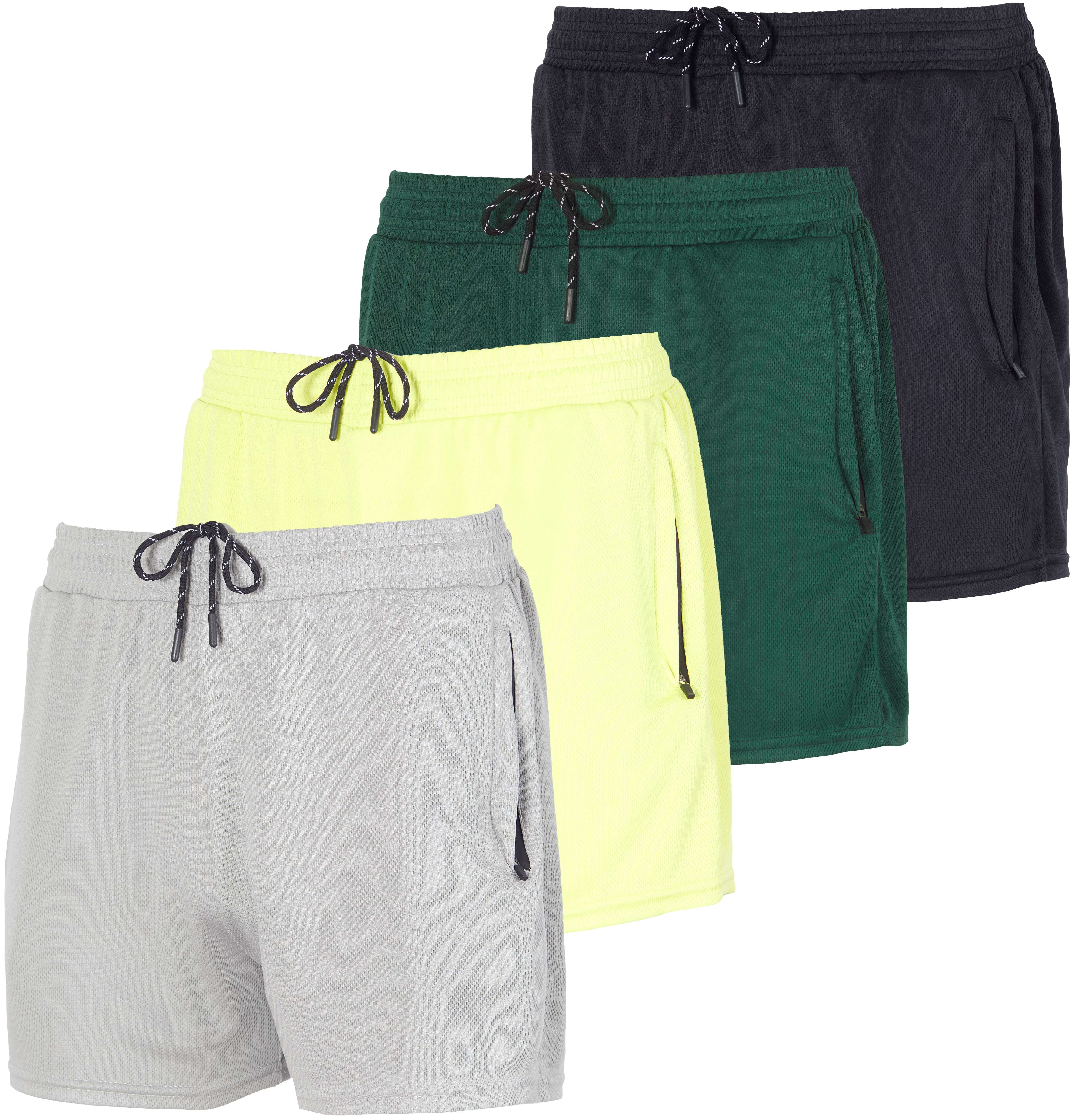 4 Pack Men s 3 Inch Mesh Running Shorts with Zipper Pockets Quick Dry Gym Athletic Walmart Business Supplies