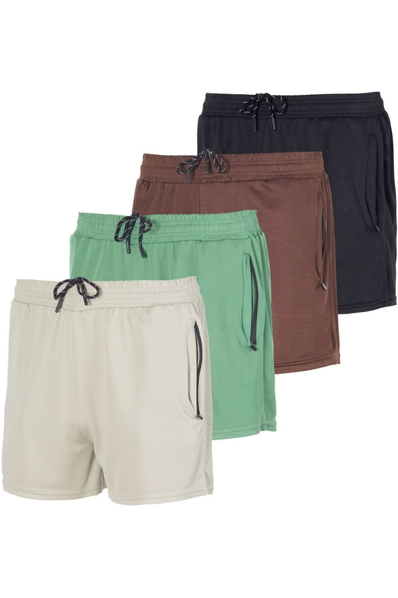 4 Pack: Men's 3" Inch Mesh Running Shorts with Zipper Pockets - Quick Dry Gym Athletic