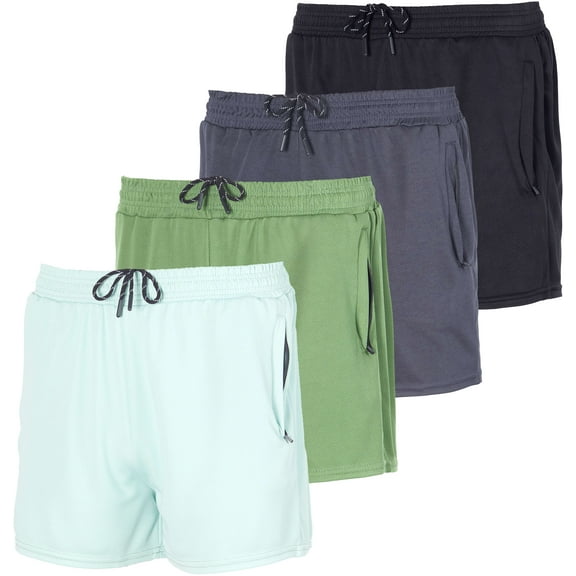4 Pack: Men's 3" Inch Mesh Running Shorts with Zipper Pockets - Quick Dry Gym Athletic