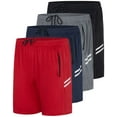 thumbnail image 1 of Real Essentials 4 Pack: Men's 7" Athletic Running Quick Dry Mesh Shorts with Zipper Pockets (Available in Big & Tall), 1 of 6