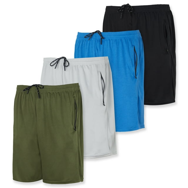 4 Pack Men's 7"Athletic Running Quick Dry Mesh Shorts with Zipper Pockets & Drawstring