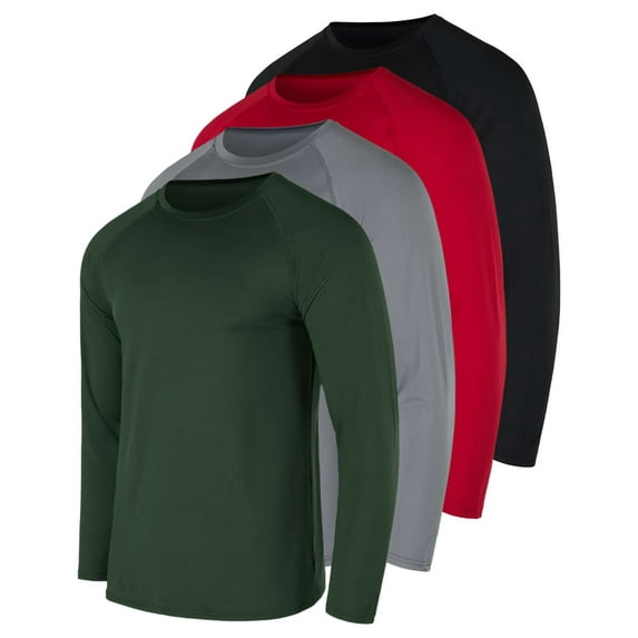 4 Pack: Men's Compression Long-Sleeve T-Shirt Athletic Cold Weather BaseLayer (Available In Big & Tall)