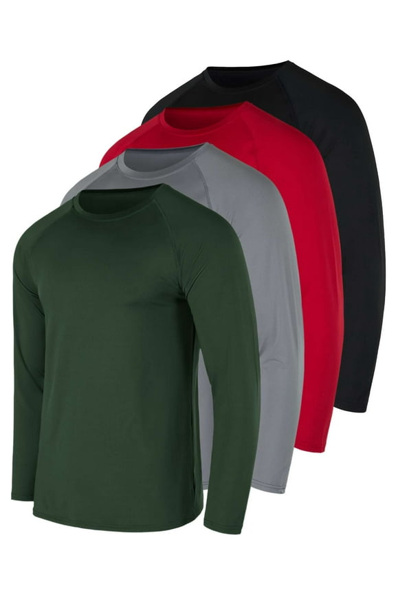 4 Pack: Men's Compression Long-Sleeve T-Shirt Athletic Cold Weather BaseLayer (Available In Big & Tall)