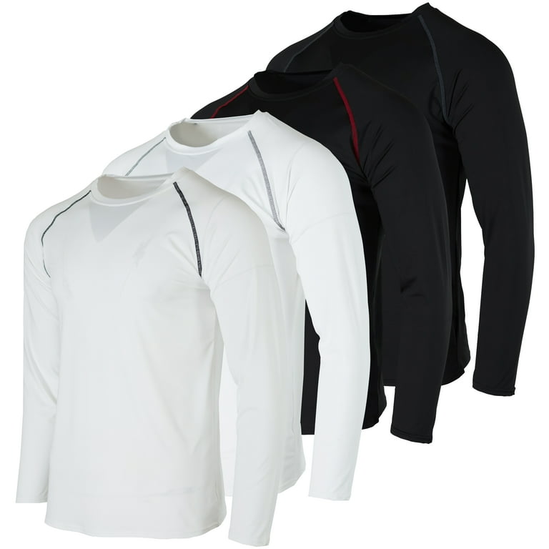 4 Pack: Men's Compression Top Long Sleeve Shirt Base Layer Active