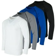 4 Pack Mens Compression Top Long Sleeve Shirt Base Layer Active Athletic Sports T-Shirts