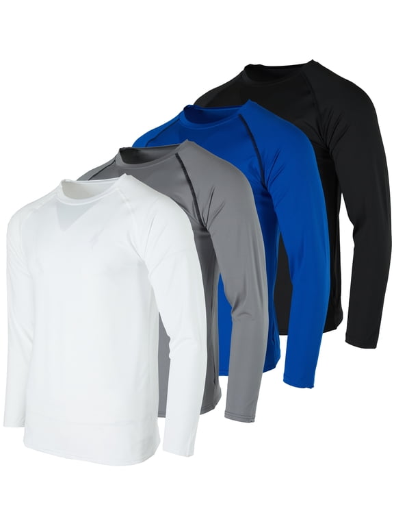 4 Pack: Men's Compression Top Long Sleeve Shirt Base Layer Active Athletic Sports T-Shirts