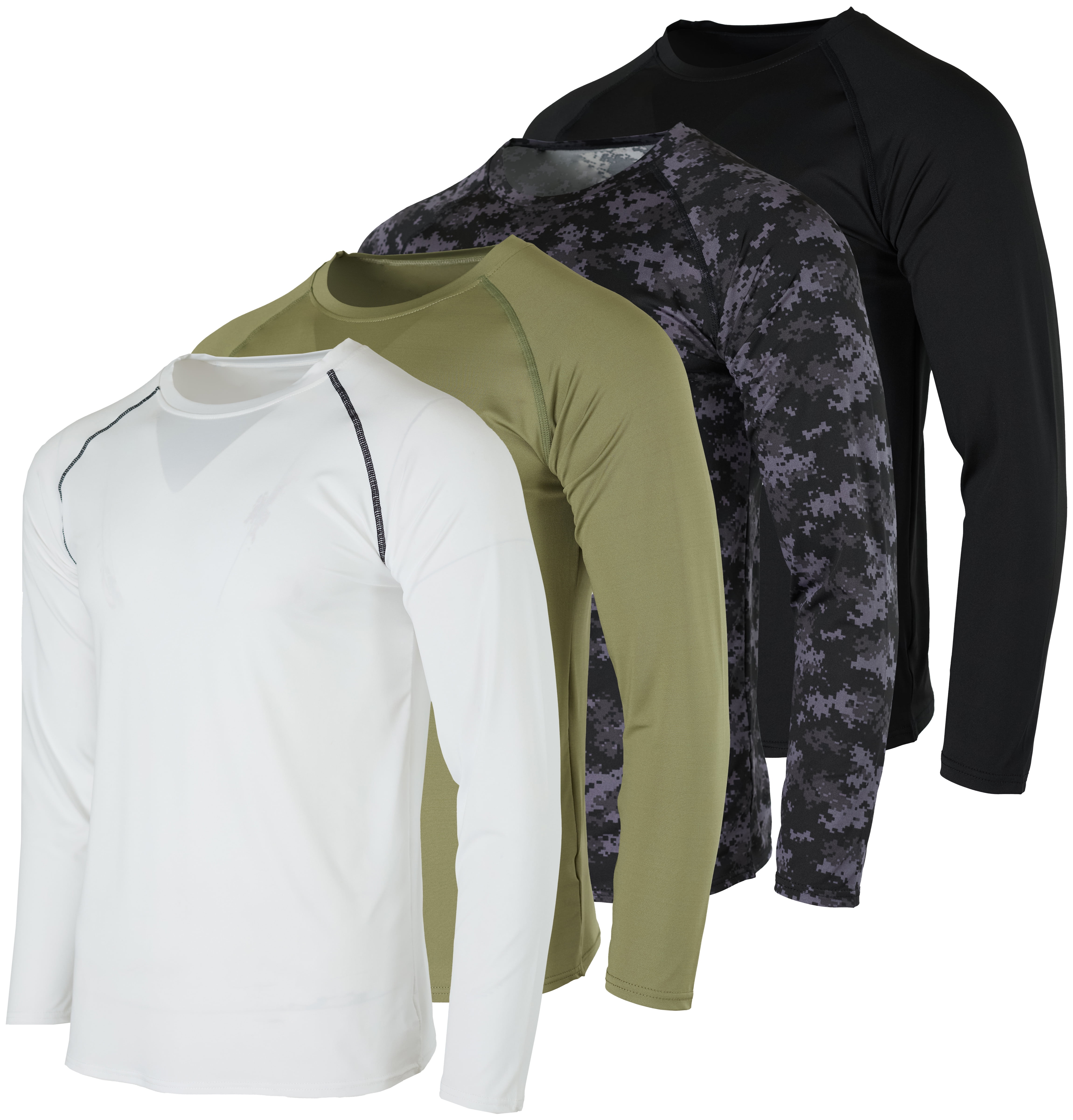 4 Pack: Men's Compression Top Long Sleeve Shirt Base Layer Active Athletic  Sports T-Shirts 