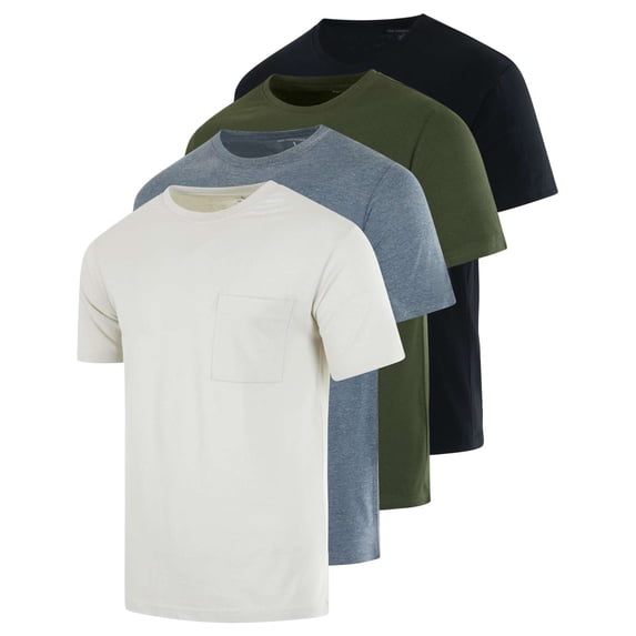 4 Pack Men's Cotton Pocket T Shirts Crew Neck Short Sleeve Athletic Gym