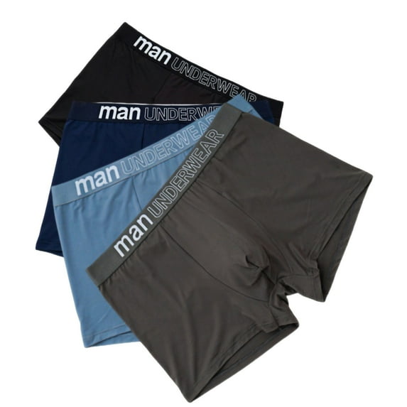 4 Pack Men's Cotton Trunks Mid Waist Four Corner Pants Soft Comfy Boxer Briefs Covered Leg Underwear