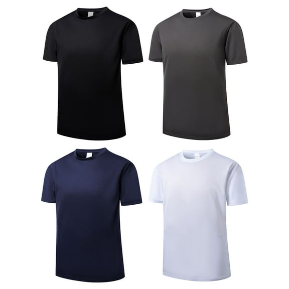MANSENHUG 4 Pack Men's Dry Fit T Shirts Athletic Running Gym Workout Short Sleeve Tee Shirts for Men