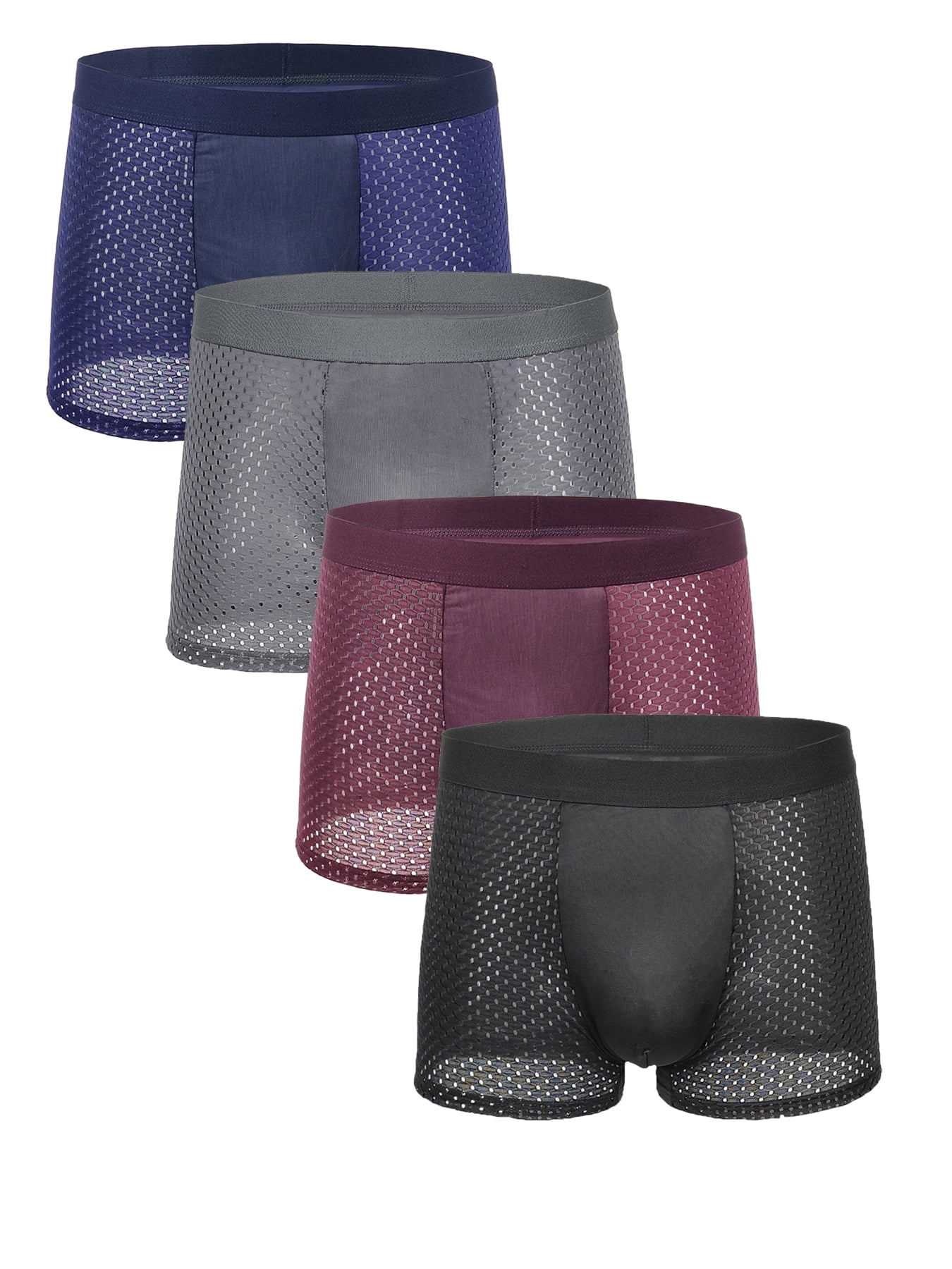 4-Pack Men's Ice Silk Mesh Boxers | Honeycomb Breathable Fabric + Color ...