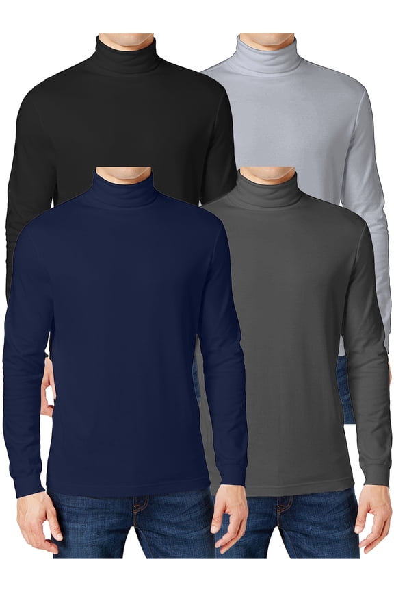 4-Pack Men's Long Sleeve Turtle Neck T-Shirt (Sizes, S to 2XL)