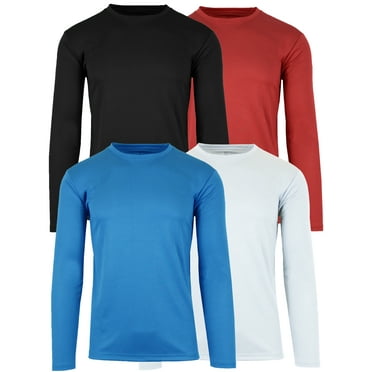 4-Pack Men's Moisture Wicking Long Sleeve Peformance Tagless Tee (Sizes, S-2XL)