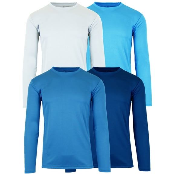 4-Pack Men's Moisture Wicking Long Sleeve Peformance Tagless Tee (Sizes, S-2XL)