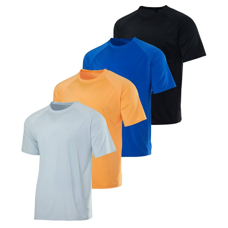 4 Pack Men s Short Sleeve Quick Dry UPF 50 Sun Protection Rash Guard Shirt Swimwear for Men Available in Big Tall