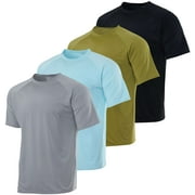 REAL ESSENTIALS 4 Pack: Mens Short Sleeve Rash Guard Shirt Quick Dry UPF 50+ Sun Protection Swim (Available in Big & Tall)
