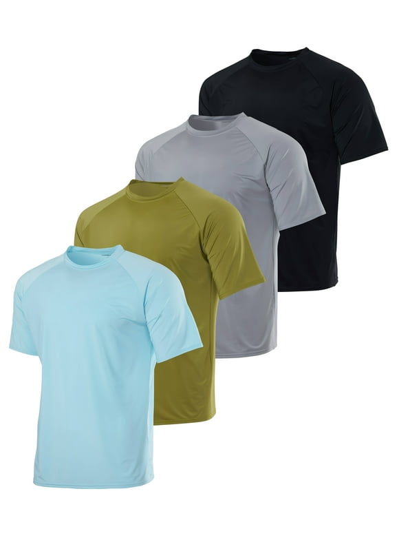 4-Pack: Men’s Short Sleeve Quick Dry UPF 50+ Sun Protection Rash Guard Shirt – Swimwear for Men (Available in Big & Tall)