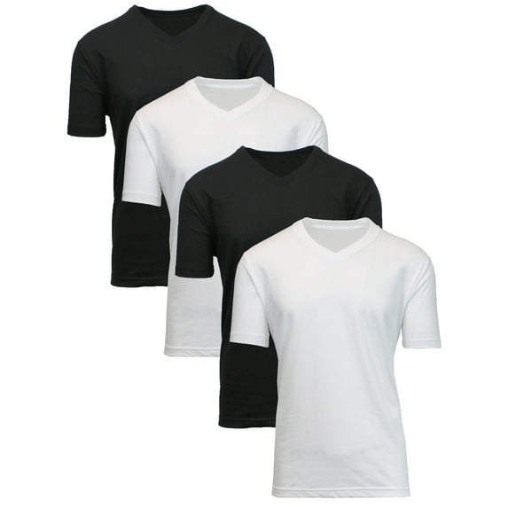 4-Pack Men's Short Sleeve V-Neck Modern Fit Classic Tees (S-3XL)