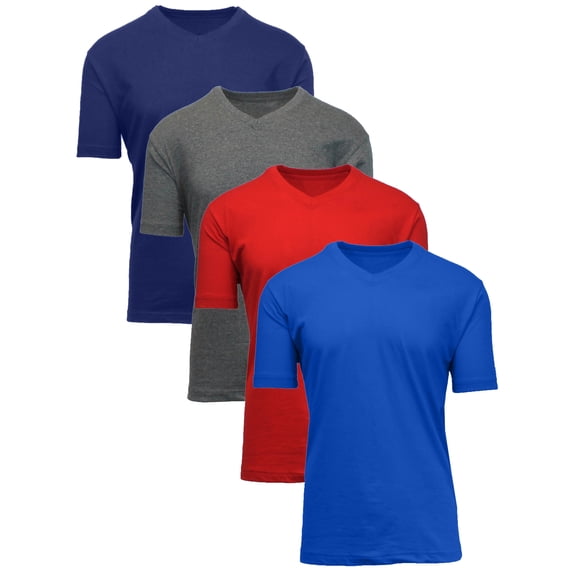 4-Pack Men's Short Sleeve V-Neck Modern Fit Classic Tees (S-3XL)