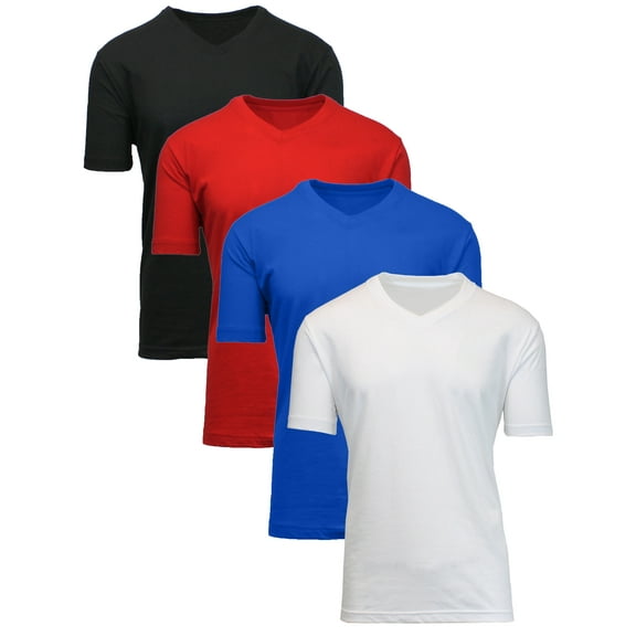 4-Pack Men's Short Sleeve V-Neck Modern Fit Classic Tees (S-3XL)