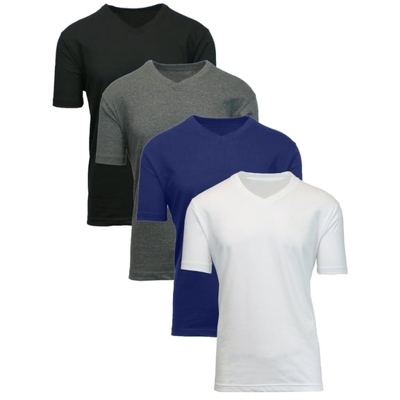 4-Pack Men's Short Sleeve V-Neck Modern Fit Classic Tees (S-3XL)