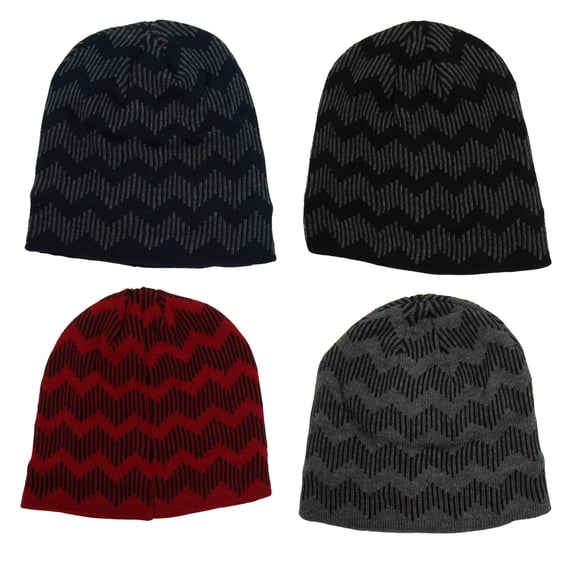 4 Pack Men's Thermal Fleece Lined Winter Insulated Beanie Hat (Style 2)
