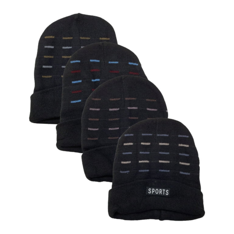 4 Pack Men s Thermal Fleece Lined Winter Insulated Cuff Beanie Hat
