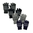 thumbnail image 1 of 4 Pack Men's Thermal Fleece Lined Winter Insulated Knit Thick Gloves (Style 3), 1 of 5