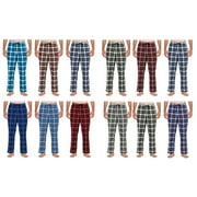 BARGAIN HONCHO 4-Pack: Men's Ultra-Soft Plaid Cotton Jersey Knit Comfy Sleep Lounge Pajama Pants