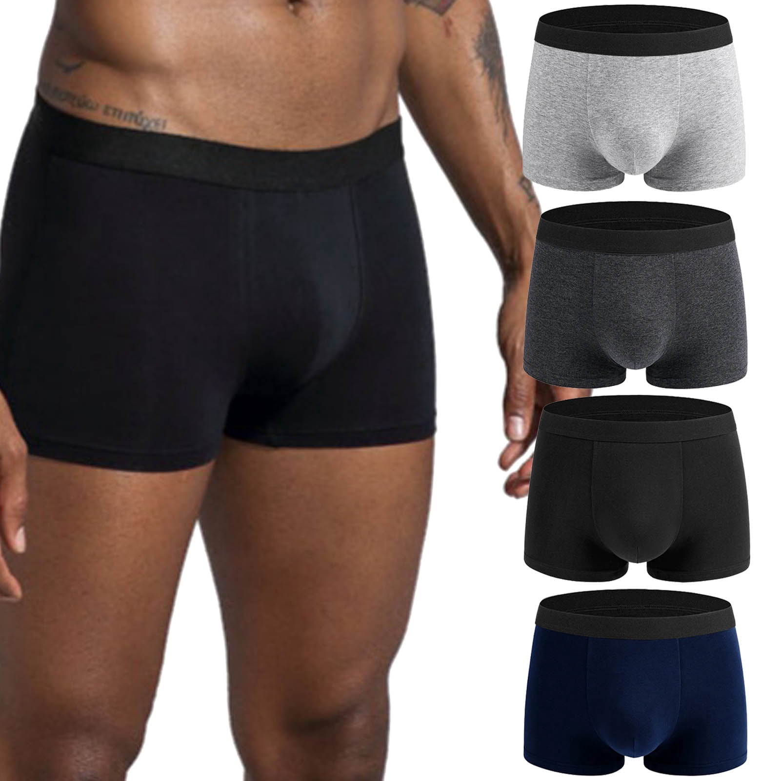 Mid Rise Boxers 4 Pack Men's Underwear Boxer Briefs Cotton Mid Rise Mens Boxer Trunks ...