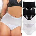 thumbnail image 1 of 4 Pack Menstrual Period Underwear for Women Leak Proof High Waist Ultra Thin Cotton Panties Briefs, 1 of 5