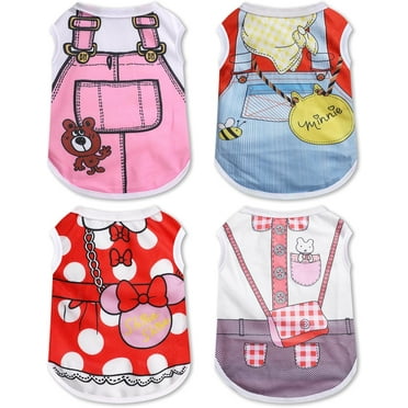 4 Pack Mesh Dog Shirts for Small Dogs: Stretchy Dog Clothes with Cute Patterns, Size XXS-XL Fit for 2-16lb Dogs, Quick Dry & Lightweight Pet T-Shirts, Girl & Boy Puppy Clothes for Spring Summer, M