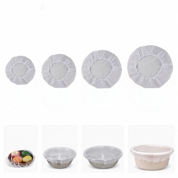 4 Pack Mesh Food Covers for Bowls Trays, Elastic Reusable Fine Mesh Fruit Vegetable Protector Net Covers 4 Sizes Fit 20-80cm Dishes