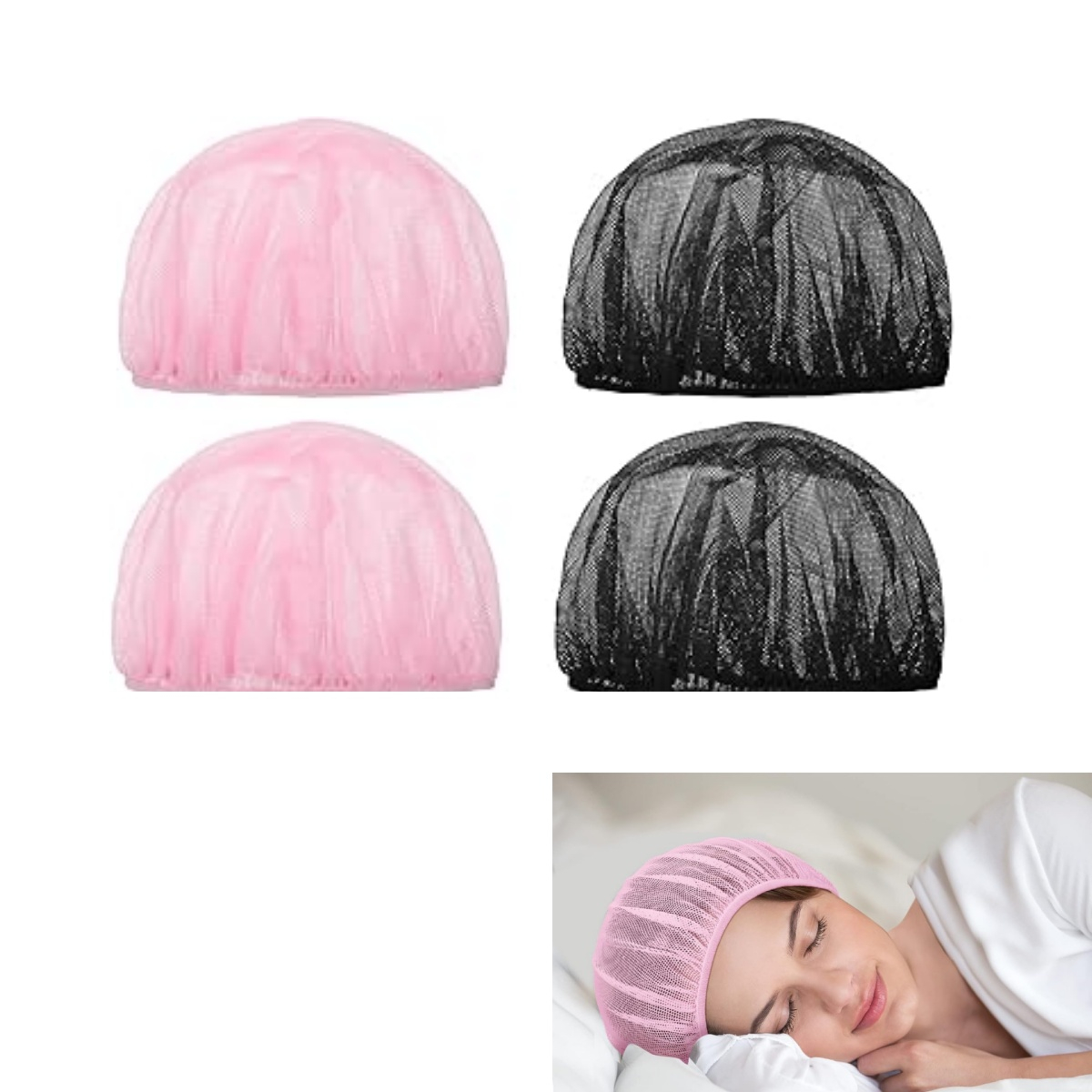 4-Pack Mesh Hair Nets for Sleeping,Breathable Polyester  display picture 1
