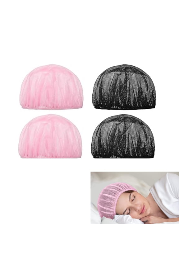 4-Pack Mesh Hair Nets for Sleeping,Breathable Polyester Sleep Cap for Women,Snood Head Wrap Protector for Curly,Straight, Natural Hair