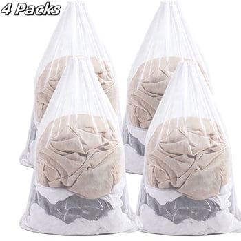 4 Pack 24" x 36" Large Mesh Laundry Bags – Durable, Machine Washable with Secure Drawstring Closure, for Home, Travel, College Dorms