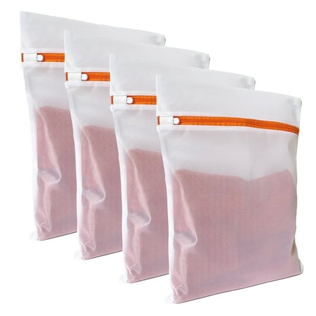 Laundry Club 4-Pack Mesh Zipper Laundry Wash Bag, 12" x 16"