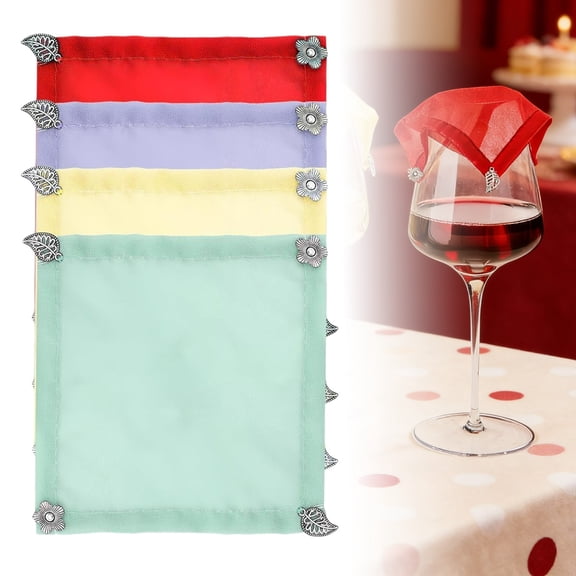 4 Pack Mesh Wine Glass Covers 3.9 Inch Weighted Reusable Dust Proof Cup Lids Outdoor Patio Picnic Party Drink Protector Red