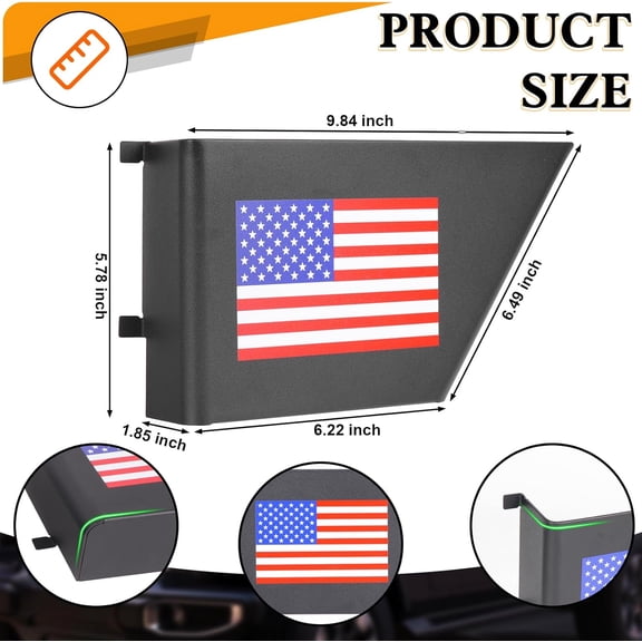 4 Pack Metal Door Storage Box Organizer Compatible with Wrangler JK JKU 2011-2018, Front & Rear Door Side Pockets with USA Flag Logo, Interior Storage Expansion Accessories