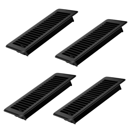 4-Pack Metal Floor Register Covers 4x10 Inch, High-Efficiency Vent Grille, Anti-Blocking Air Flow for Central AC, Black/White/Brown