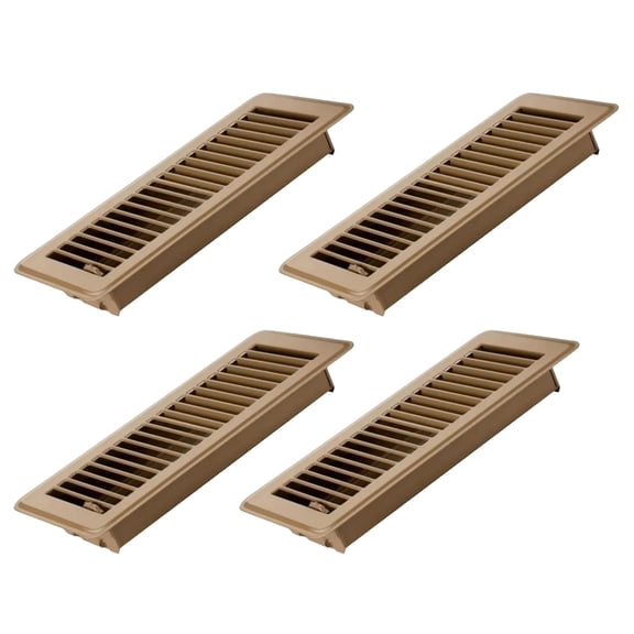 4-Pack Metal Floor Register Covers 4x10 Inch, High-Efficiency Vent Grille, Anti-Blocking Air Flow for Central AC, Black/White/Brown